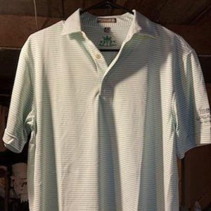 White with Green Striped Peter Millar Golf Polo